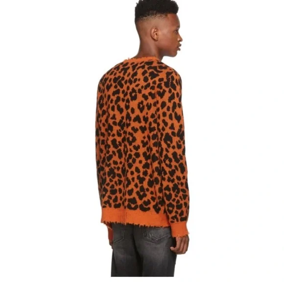 R13 Leopard Cashmere Crewneck Sweater $795 Size small. Oversized fit.